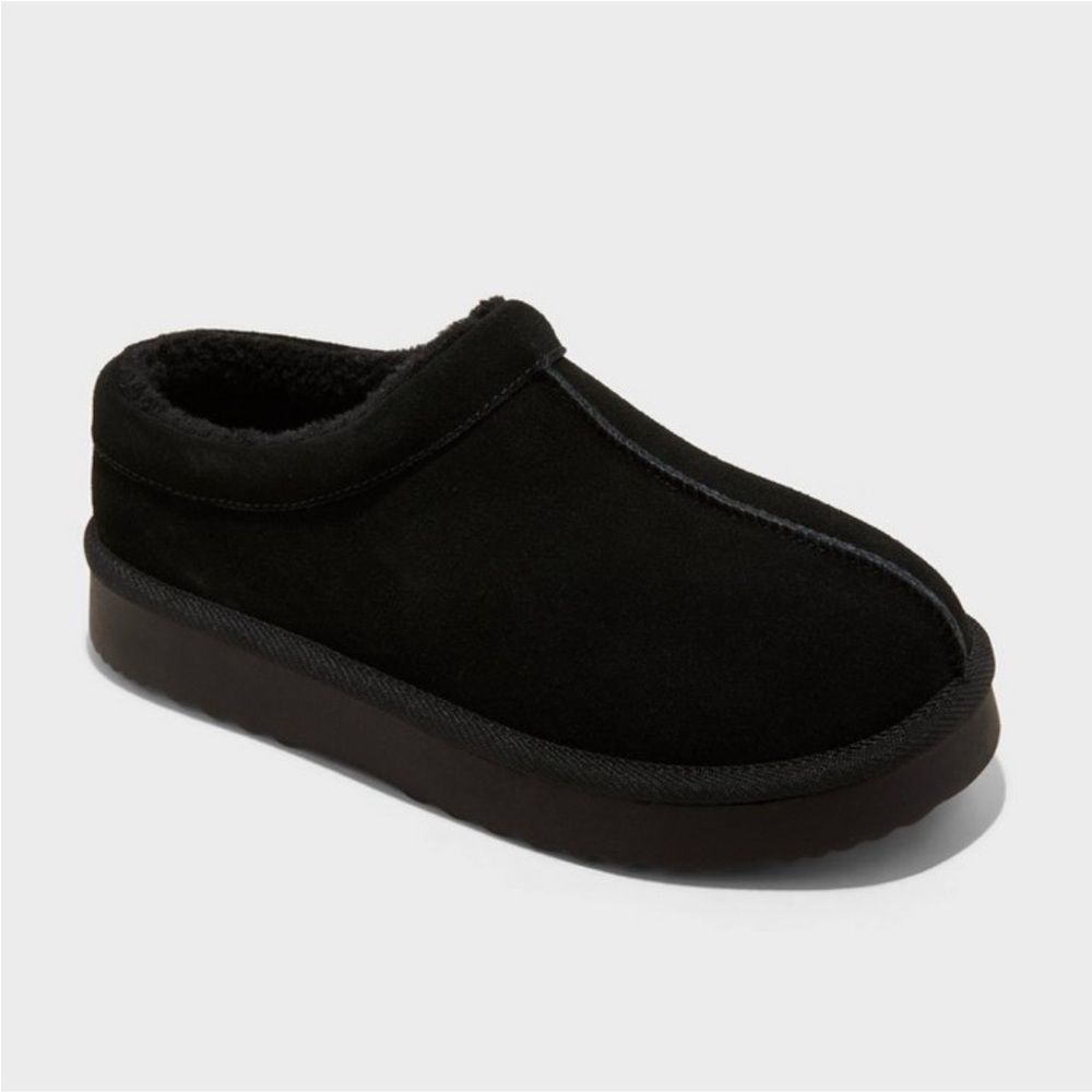 Women's Amira Genuine Suede Clog Slippers - Auden™™ Black 10 NWT